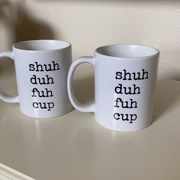 Funny Coffee Tea Mug Gift, Typewriter Style, Shuh Duh Fuh Cup 2-Pack Bundle Gift - Picture 6 of 11